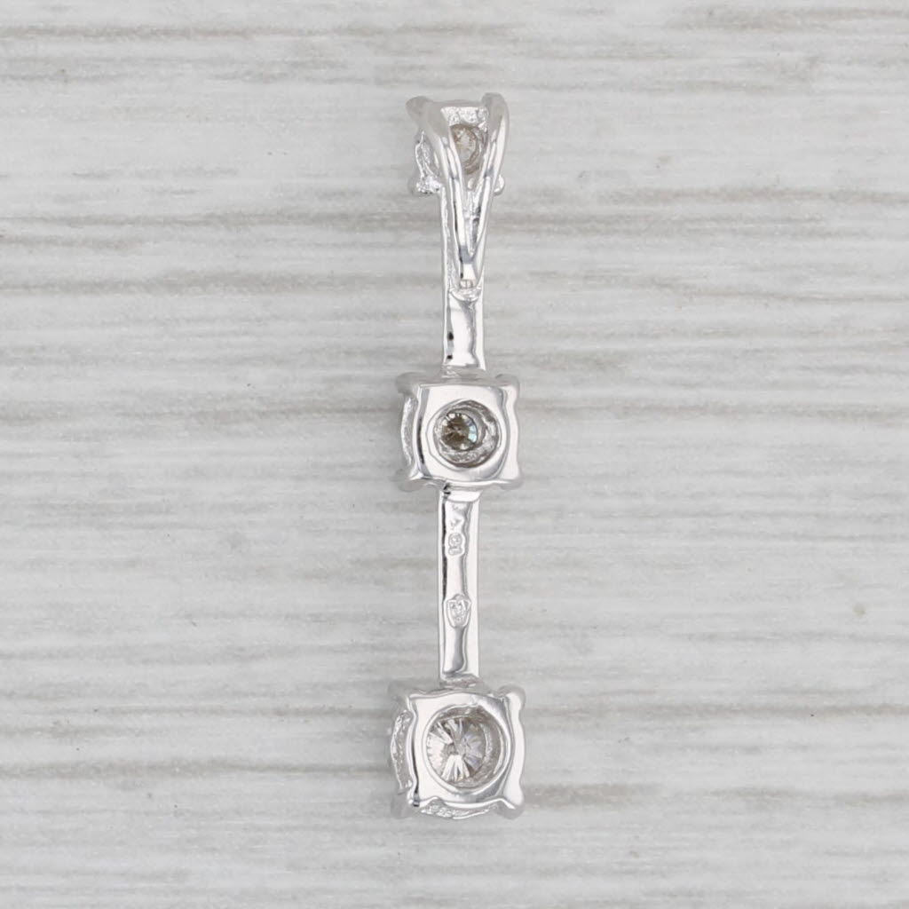 Gray 0.14ctw Diamond Journey Pendant 10k White Gold Round 3-Stone