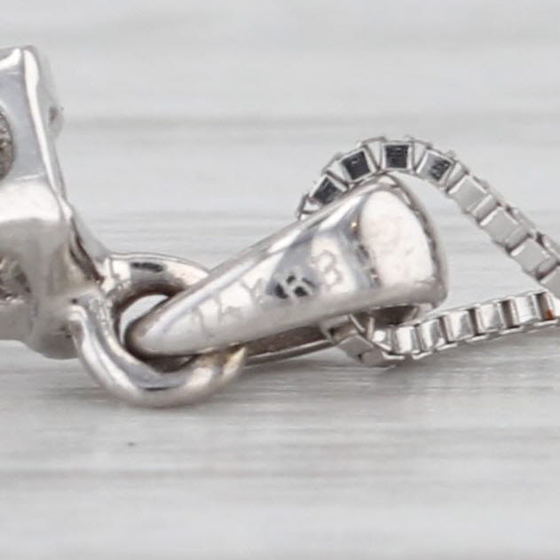 0.12ctw Princess Diamond Pendant Necklace 14k White Gold 19.25" Box Chain