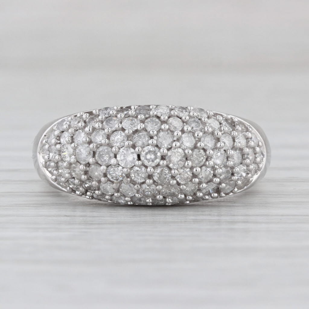 1ctw Pave Diamond Domed Ring 14k White Gold Size 7