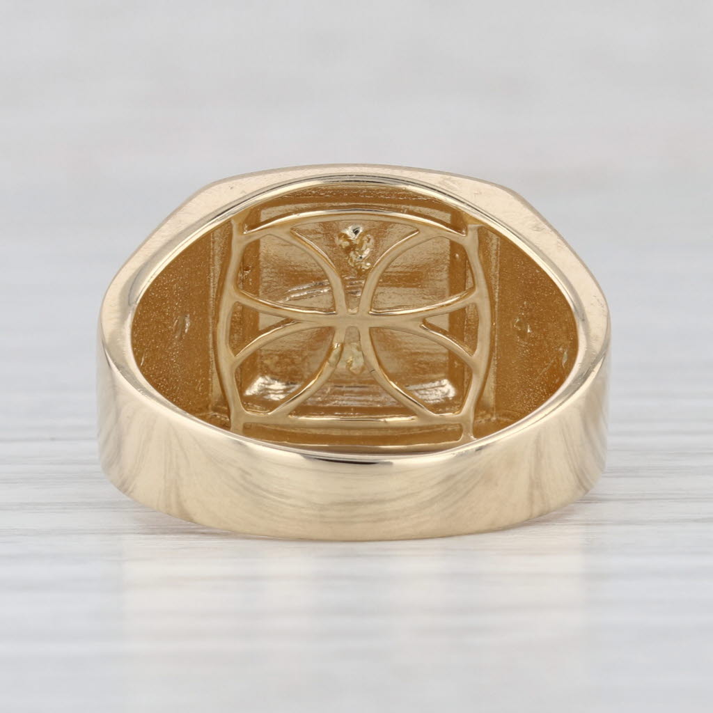 Masonic Ring 14k Yellow Gold Cubic Zirconia Blue Lodge Square Compass Size 11.25