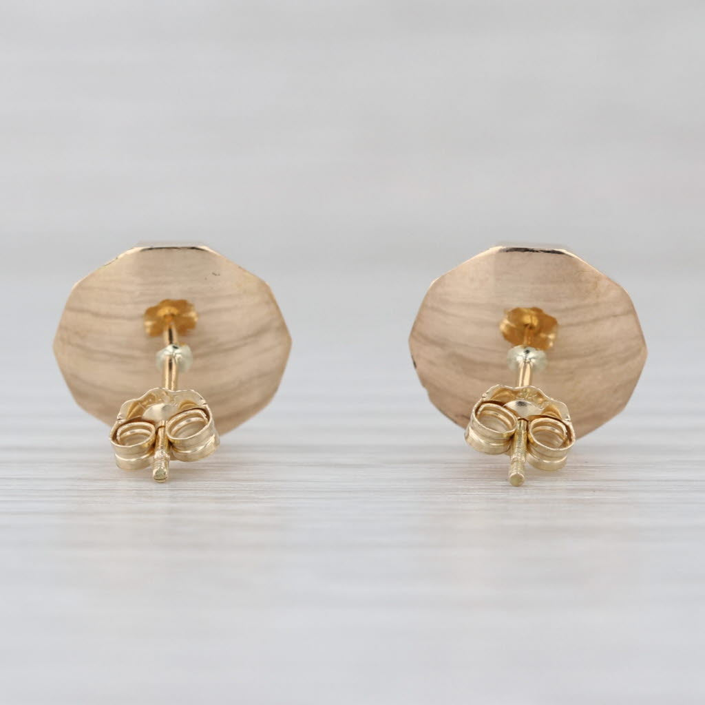 Disco Ball Bead Button Stud Earrings 14k Yellow Gold Round Studs