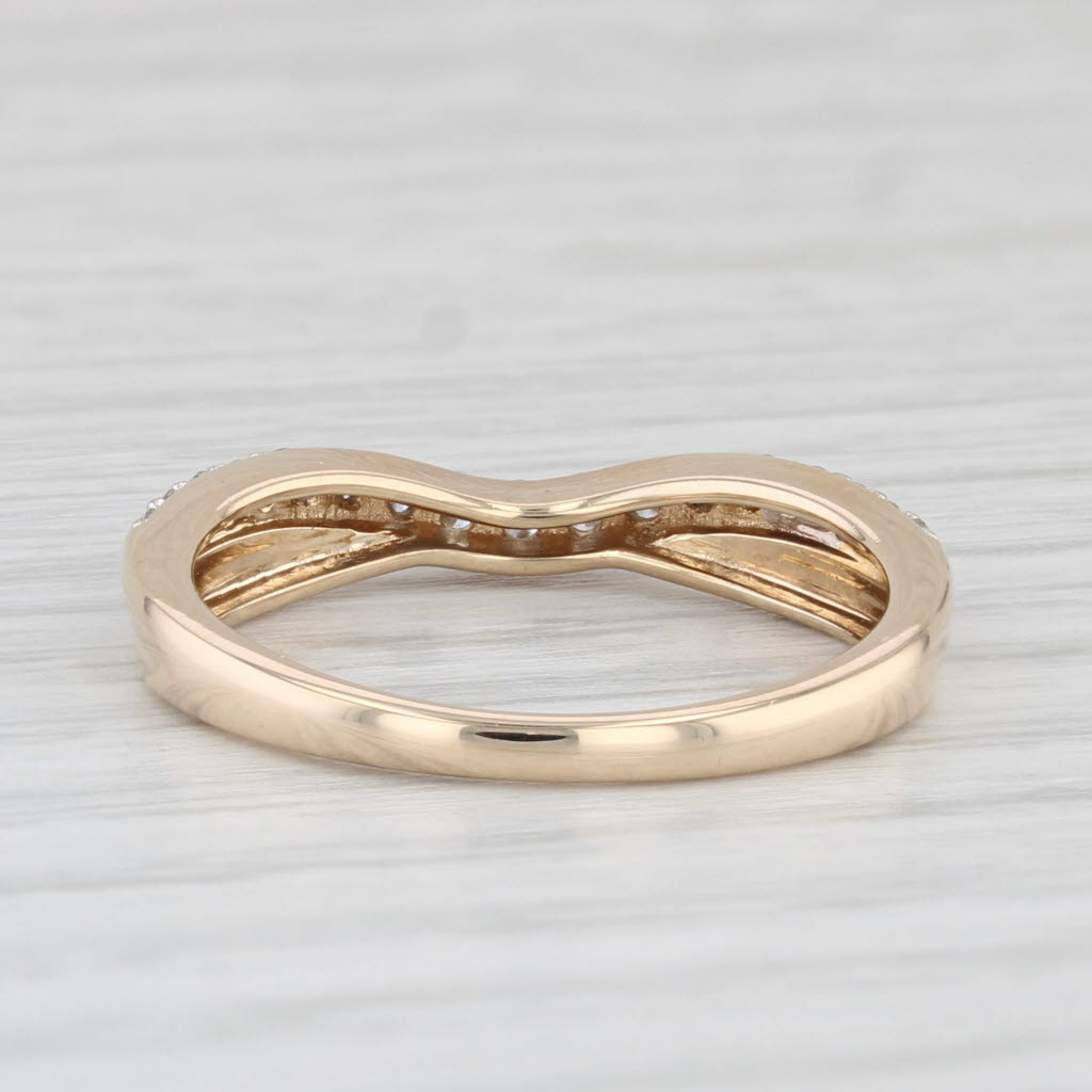 Light Gray 0.30ctw Contoured Diamond Ring 14k Yellow Gold Size 7 Stackable Wedding Band