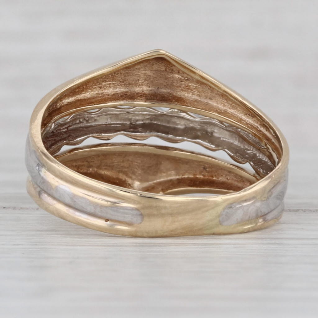 2-Toned Scalloped Ring 14k White Yellow Gold Size 7 Band