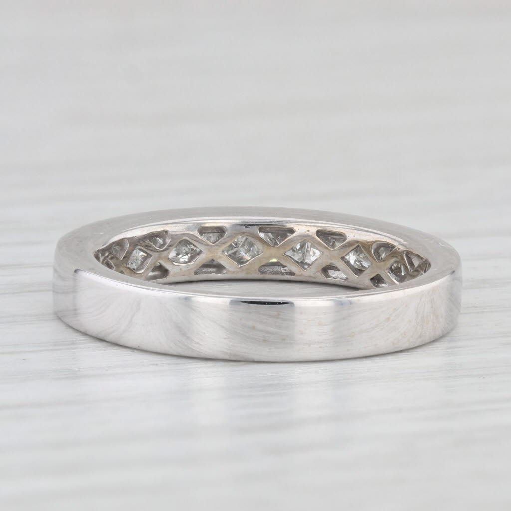 Light Gray 1ctw Diamond Wedding Band 14k White Gold Size 6.75 Bridal Channel Set Princess