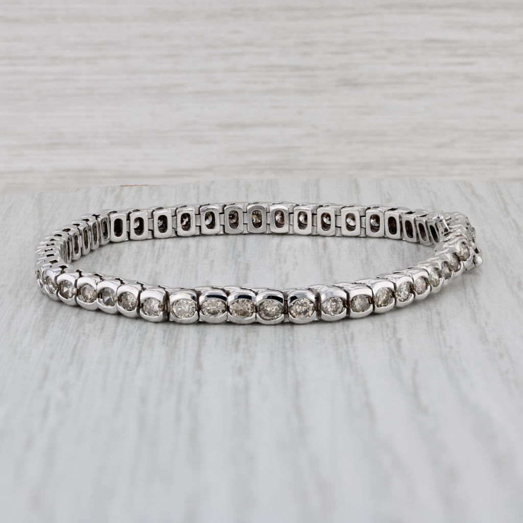 Gray 5ctw Champagne Diamond Tennis Bracelet 14k White Gold 7" 4.8mm