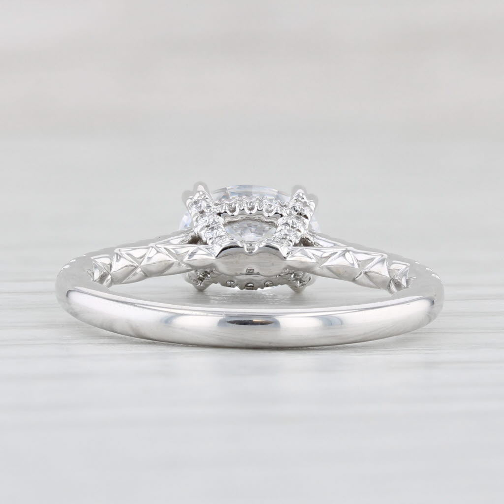 New A Jaffe Oval Diamond Semi Mount Engagement Ring 14k White Gold Size 6
