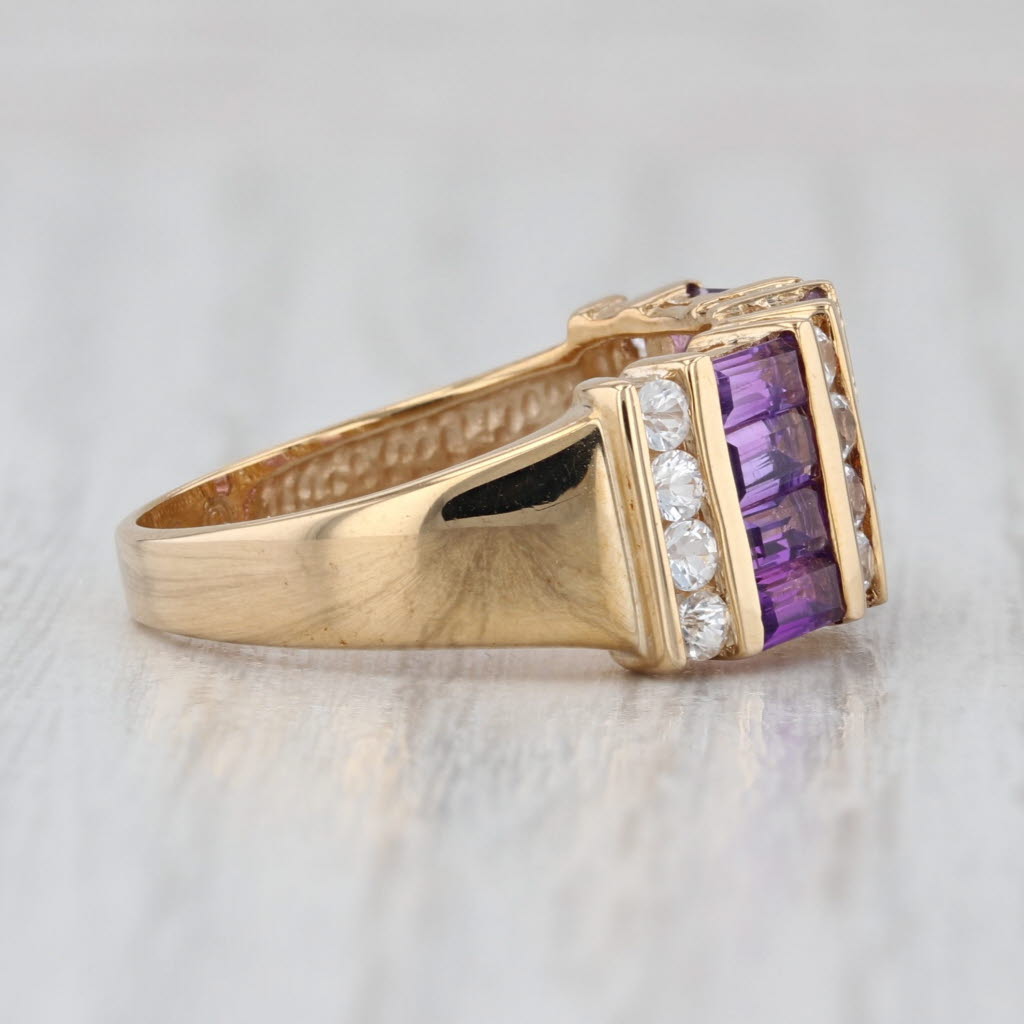 1.94ctw Amethyst White Sapphire Rows Ring 10k Yellow Gold Size 7