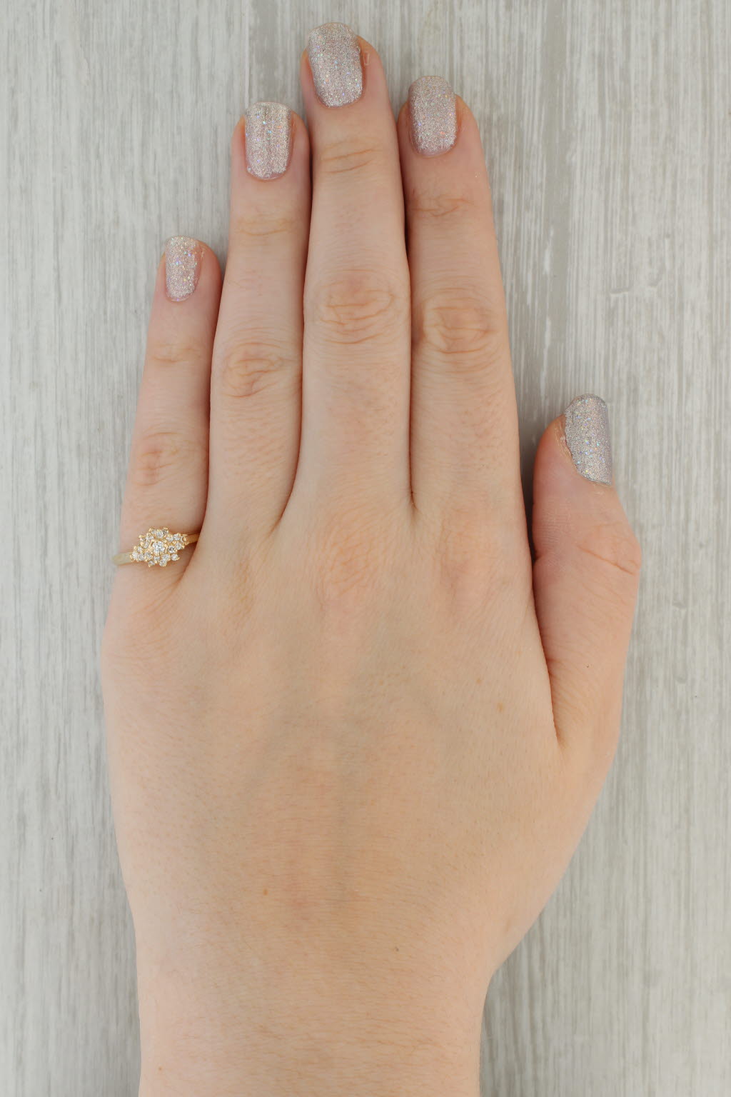 Dark Gray 0.23ctw Diamond Cluster Engagement Ring 14k Yellow Gold Size 7.25
