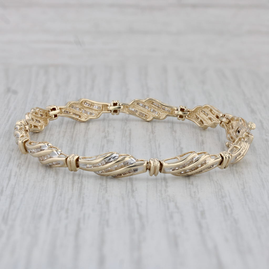 Gray 0.50ctw Diamond Scalloped Bracelet 10k Yellow Gold 7" 6.5mm