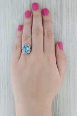 5.88ctw Blue Topaz Diamond Halo Ring 10k Yellow Gold Size 7.75