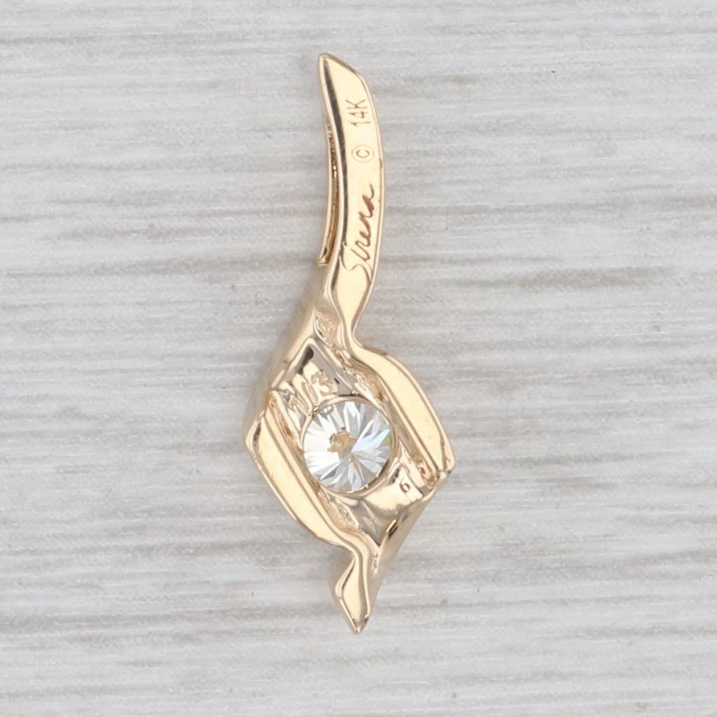 Light Gray 0.28ct Round Diamond Solitaire Pendant 14k Yellow Gold Small Drop Sirena