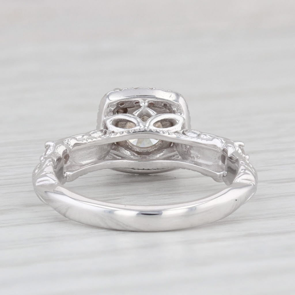 Light Gray 1.50ctw Round Diamond Halo Engagement Ring 14k White Gold Size 5.25 Cathedral