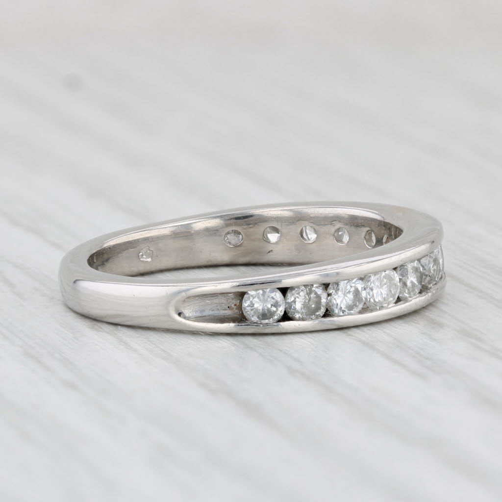 Light Gray 0.85ctw Diamond Wedding Band 950 Platinum Size 8.25 Anniversary Stackable Ring