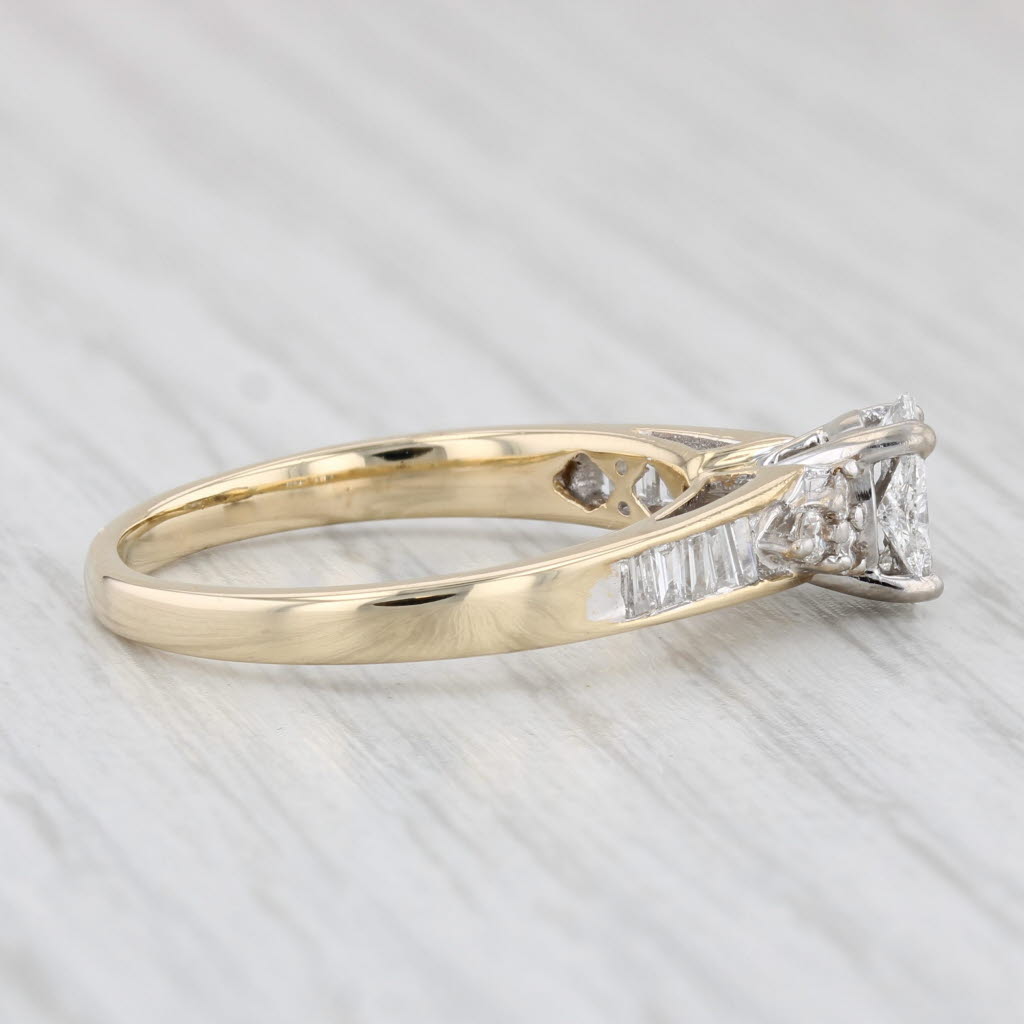 Light Gray 0.70ctw Diamond Engagement Ring 14k Yellow Gold Size 9 Cathedral Band