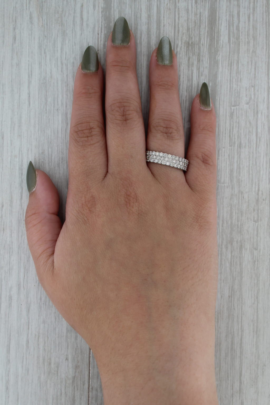 2.40ctw Pave Diamond Ring 10k White Gold Size 10 Band Anniversary Stackable