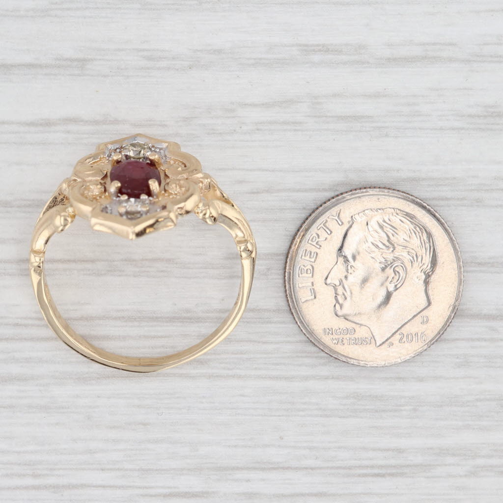 Light Gray Vintage 1ctw Ruby Diamond Ring 14k Yellow Gold Size 8.5