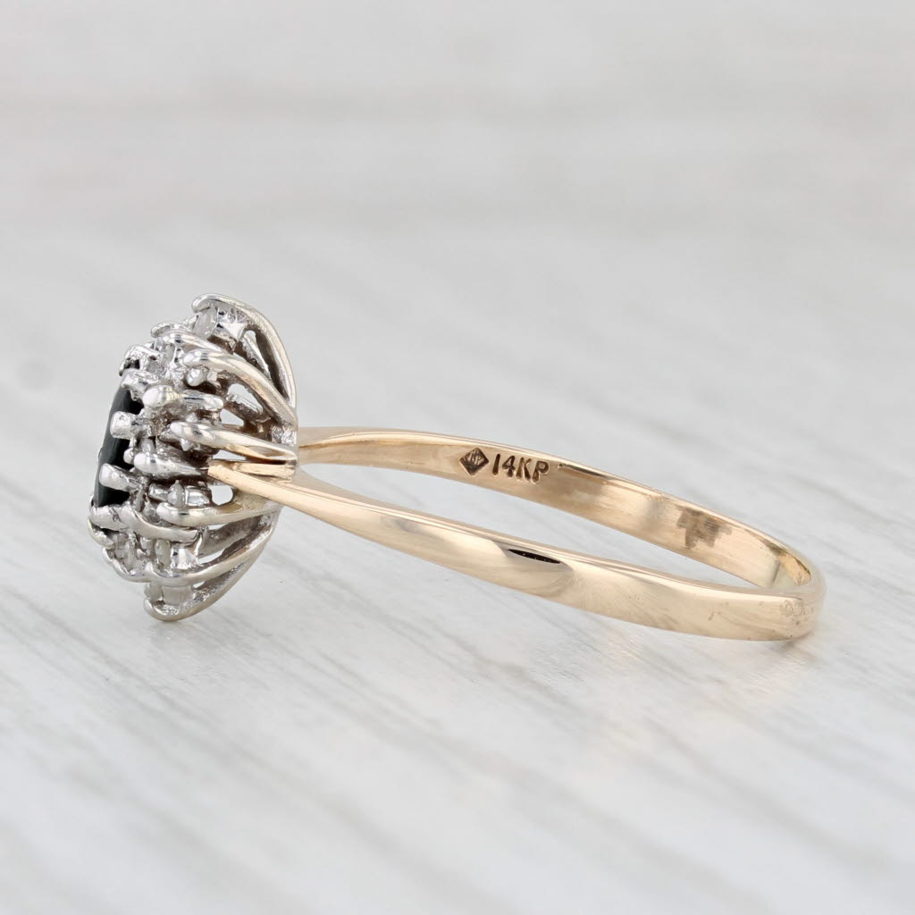 Light Gray 0.52ctw Oval Blue Sapphire Diamond Halo Ring 14k Yellow Gold Size 8.25