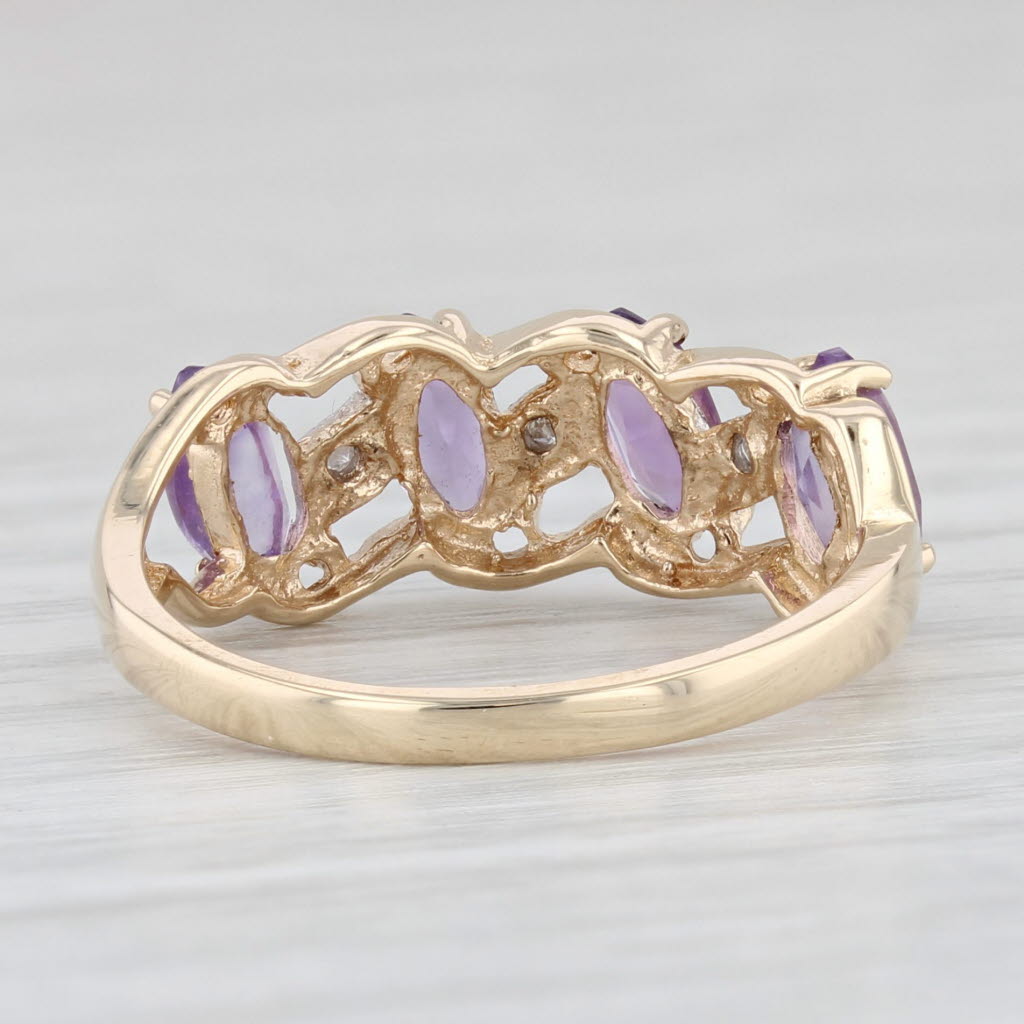 Light Gray 0.84ctw Amethyst Diamond Ring 10k Yellow Gold Size 6.75