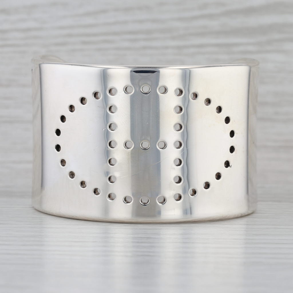 Hermes Eclips Eclypse Cuff Bracelet Sterling Silver Statement Dot Accents