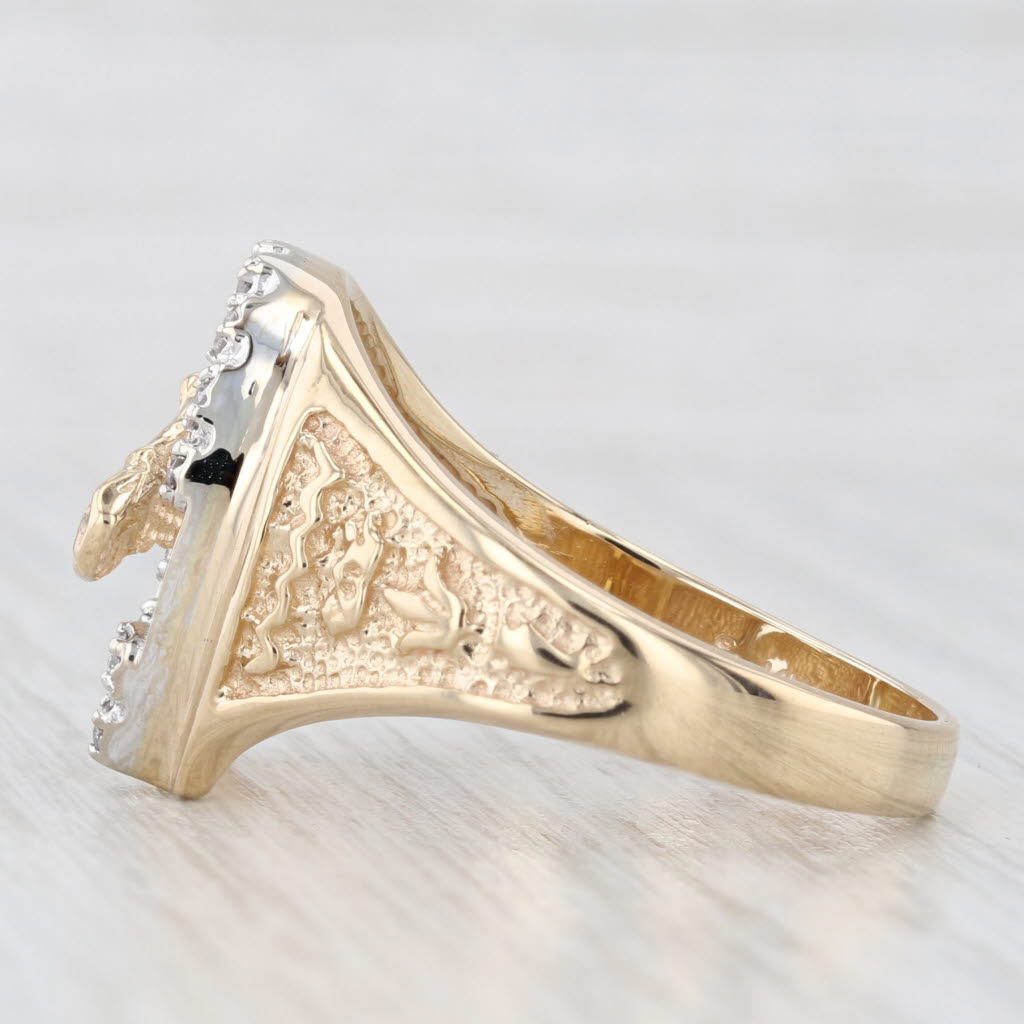 Light Gray 0.34ctw Diamond Horseshoe Horse Ring 14k Yellow Gold Size 13.5 Western