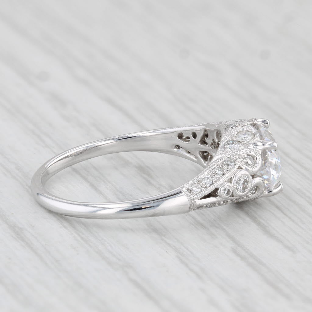 Light Gray New Beverley K Oval Semi Mount Engagement Ring 18k White Gold Diamond Size 6.75