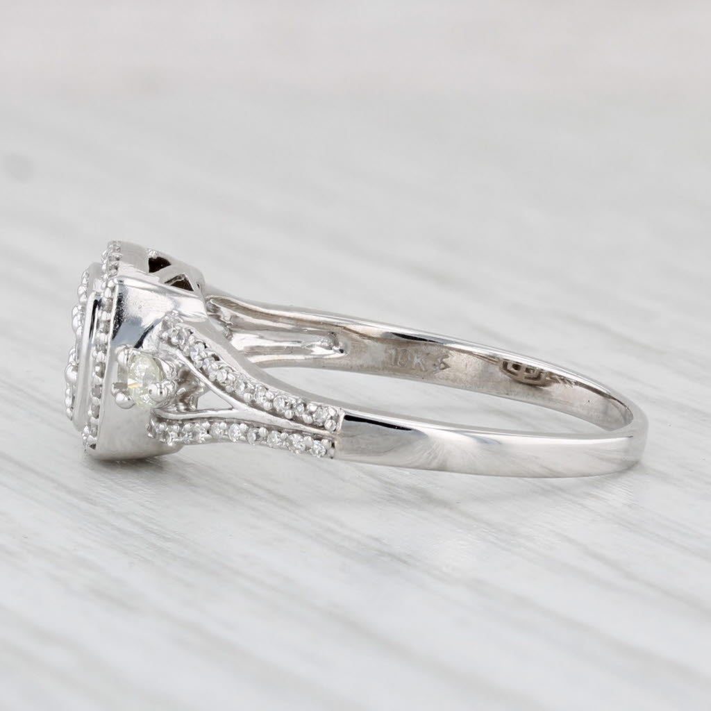 Light Gray 0.34ctw Diamond Cluster Halo Engagement Ring 10k White Gold Size 8.75