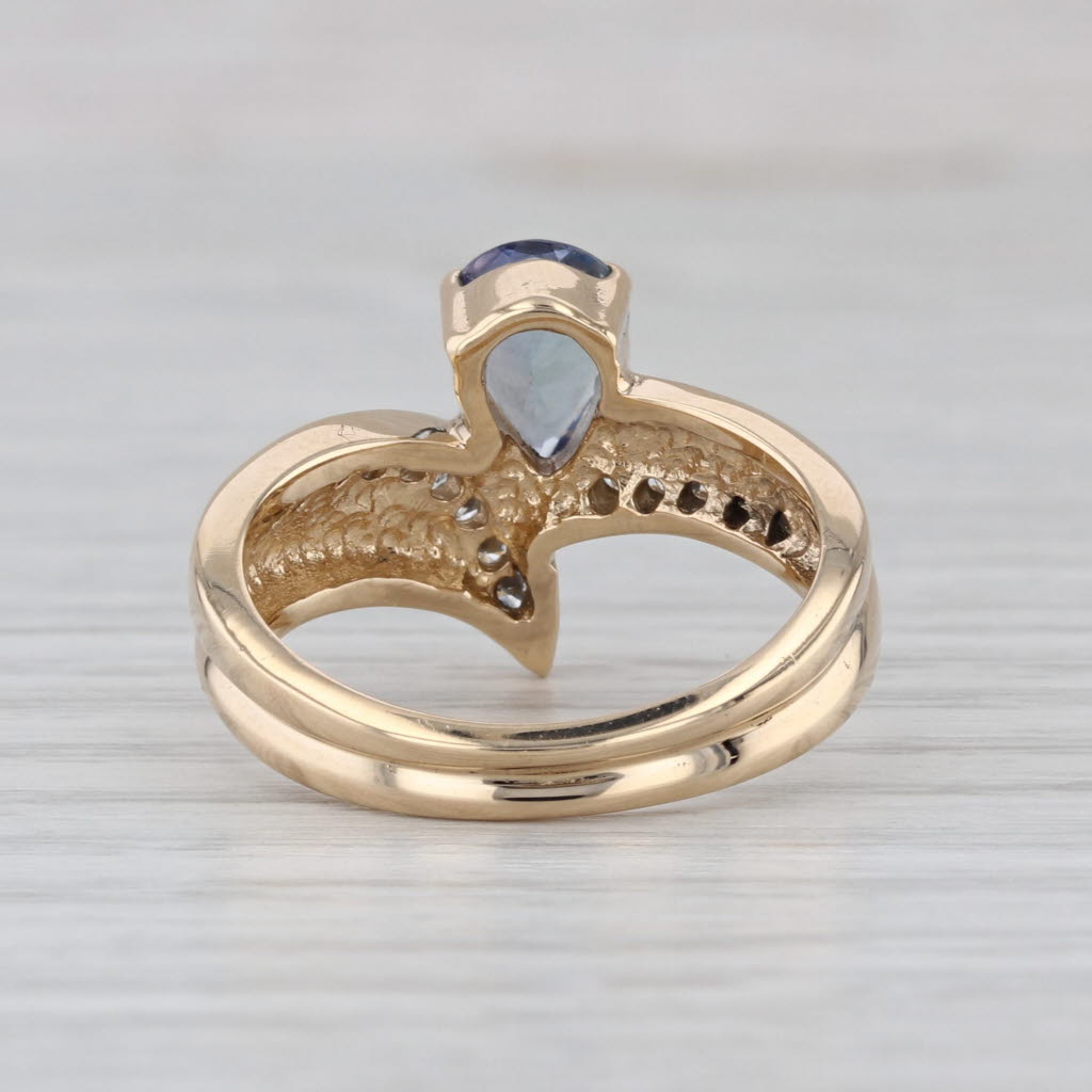 1.22ctw Pear Tanzanite Diamond Bypass Ring 14k Yellow Gold Size 7.25
