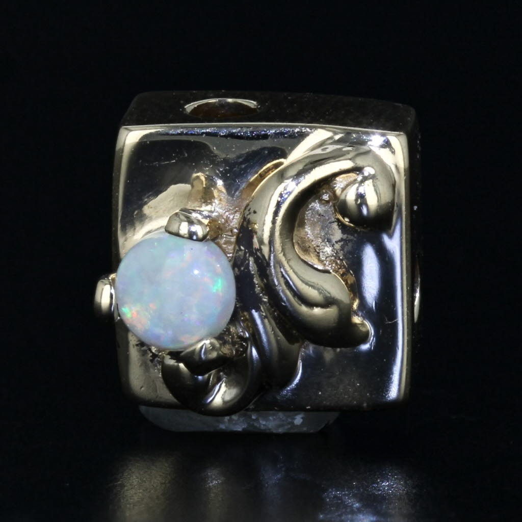 Black Vintage Richard Klein Opal Slide Bracelet Charm 10k Yellow Gold
