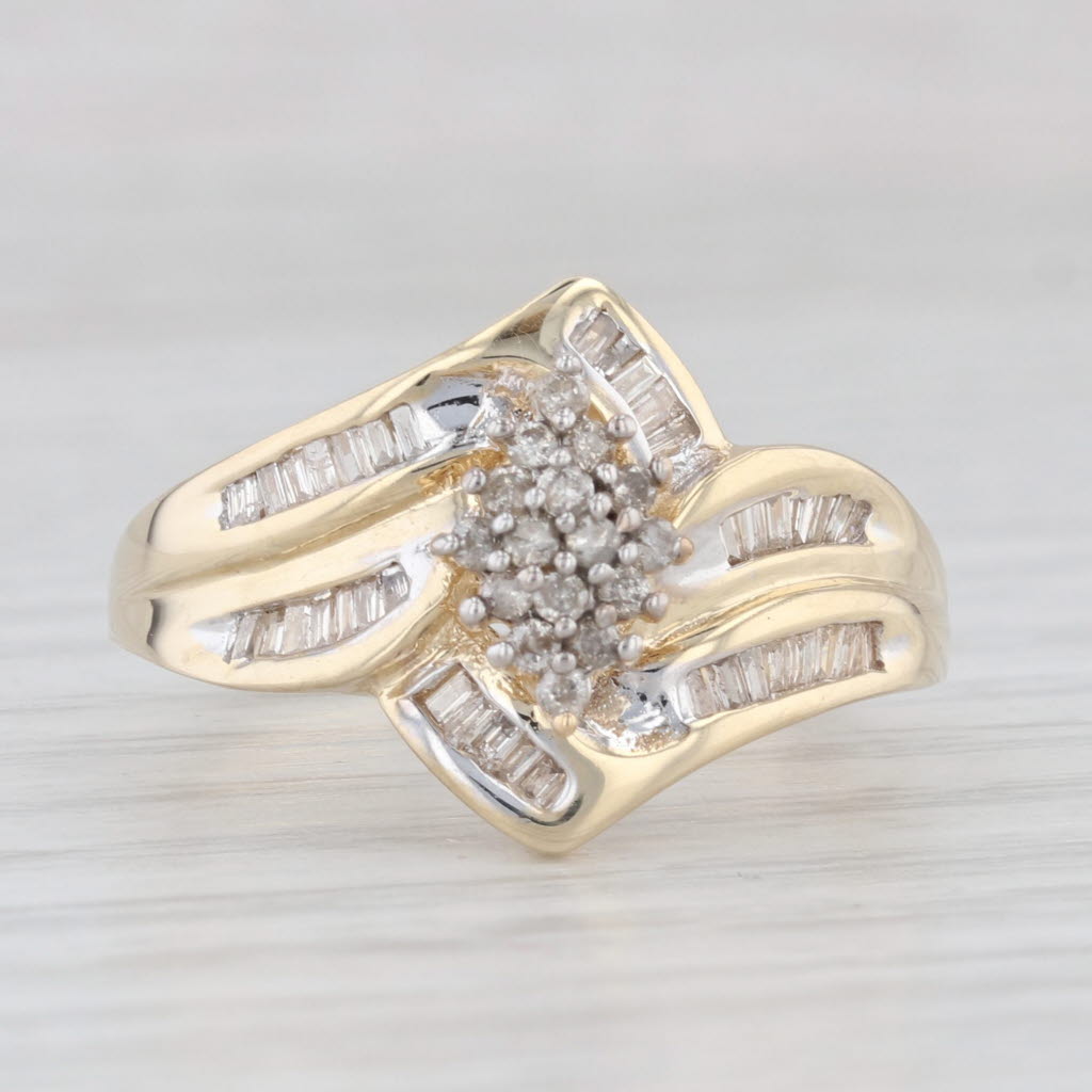 Light Gray 0.50ctw Diamond Cluster Bypass Ring 10k Yellow Gold Size 8 Engagement