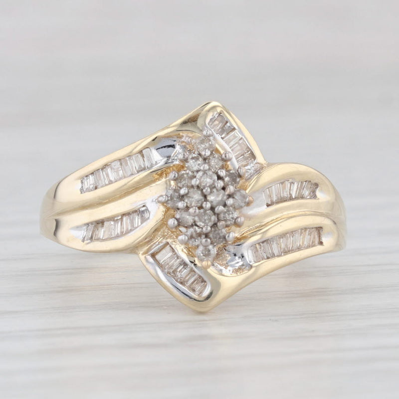 0.50ctw Diamond Cluster Bypass Ring 10k Yellow Gold Size 8 Engagement