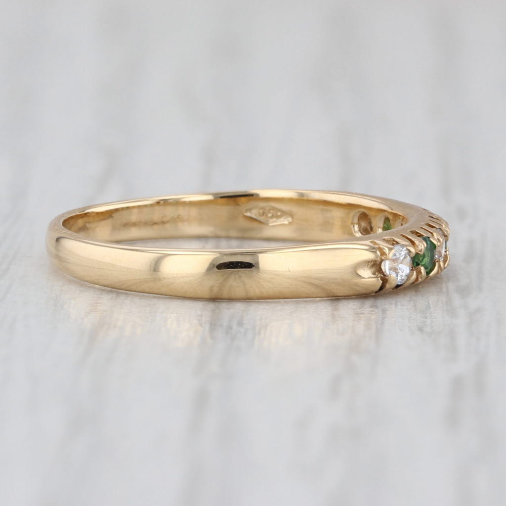0.21ctw White & Green Cubic Zirconia Stackable Ring 18k Yellow Gold Sz 7.5 Band