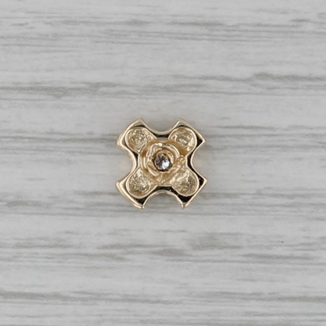 Cubic Zirconia Small Cross Slide Charm Pendant 14k Yellow Gold