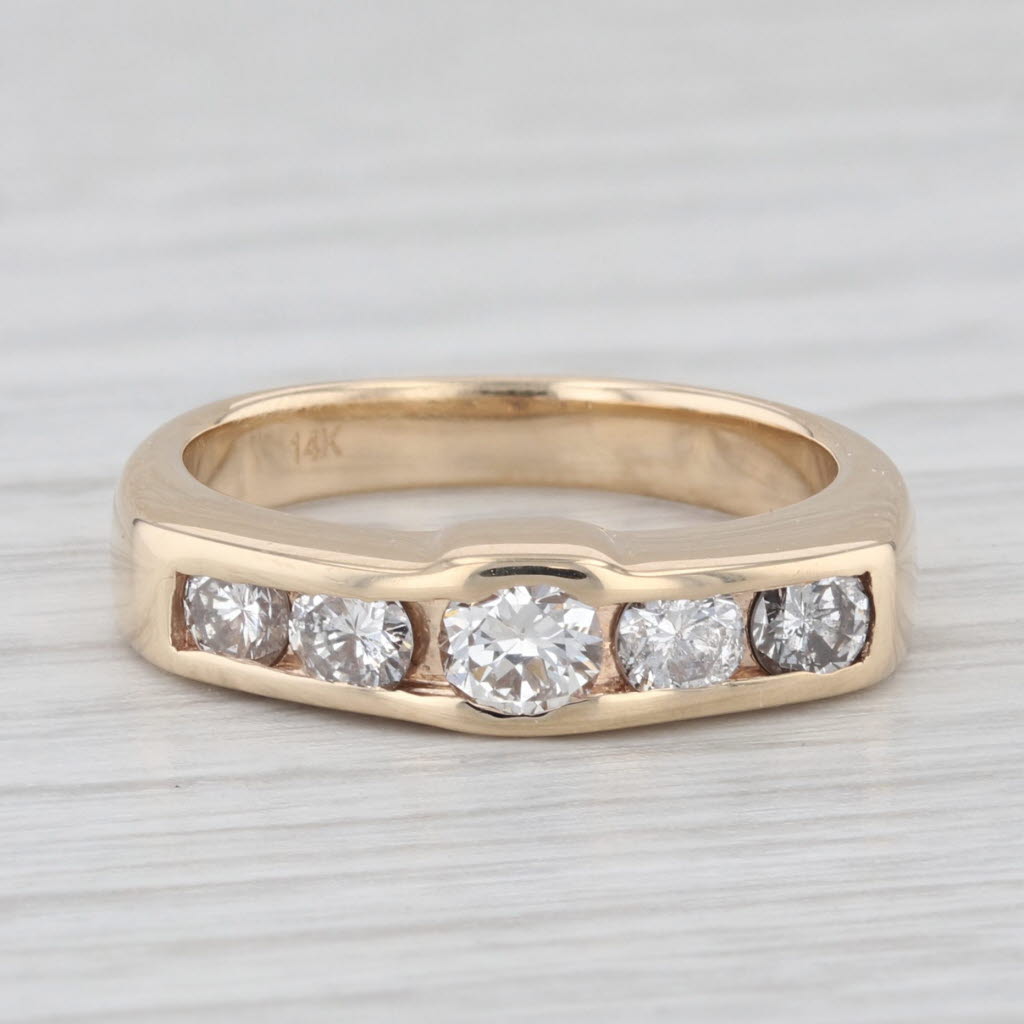 Light Gray 0.61ctw Diamond 5-Stone Band 14K Yellow Gold Size 4.75 Ring Engagement Wedding