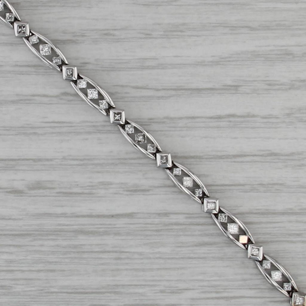 1.92ctw Diamond Bar Link Tennis Bracelet 14k White Gold 6.75" 4.4mm