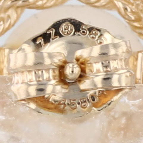 Saltwater Cultured Pearl Rope Frame Stud Earrings 14k Yellow Gold Round Studs