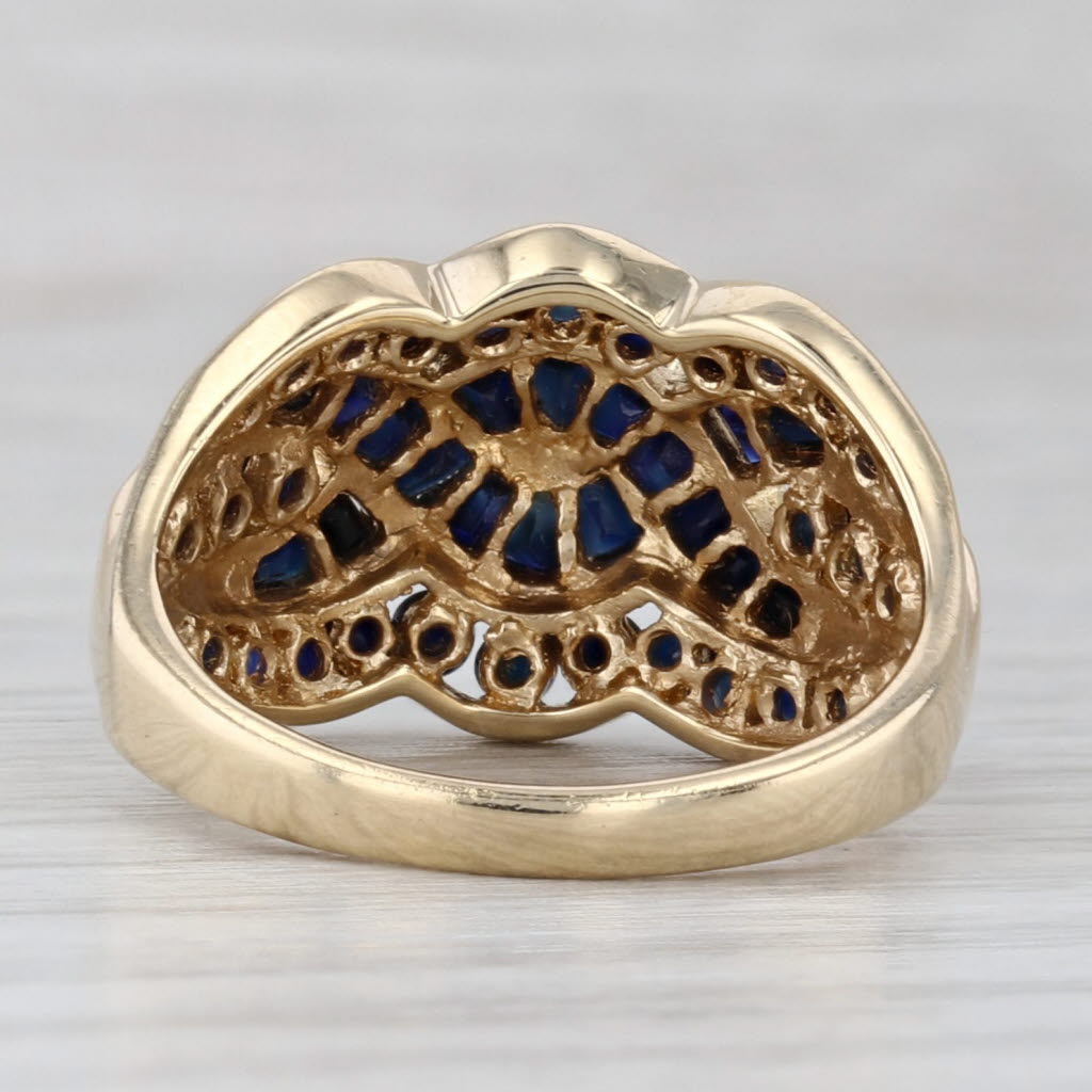Gray 1.54ctw Blue Sapphire Knot Ring 10k Yellow Gold Size 7