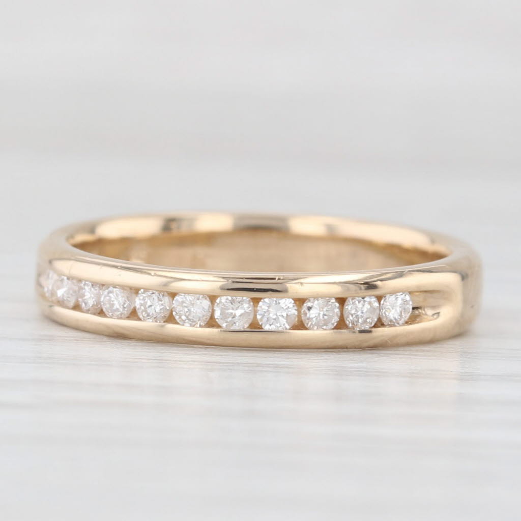 Light Gray 0.25ctw Diamond Wedding Band 14k Yellow Gold Size 7 Stackable Anniversary