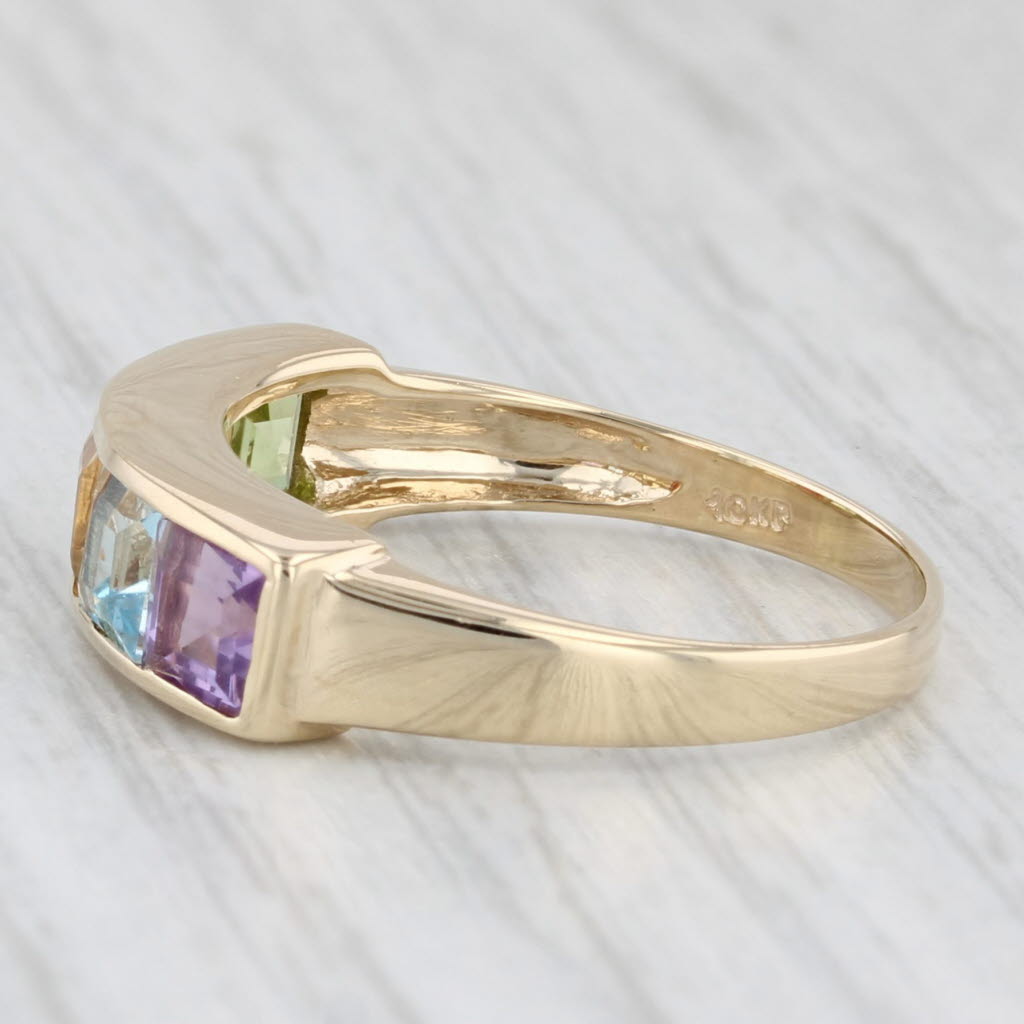 Light Gray 1.89ctw Gemstone Rainbow Ring 10k Yellow Gold Size 7.25 Stackable
