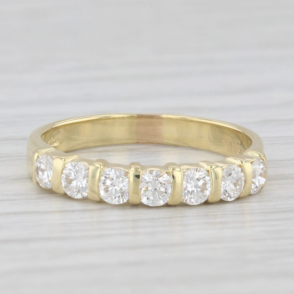 Light Gray 0.75ctw Diamond Wedding Band 18k Yellow Gold Stackable Anniversary Ring Sz 7.25