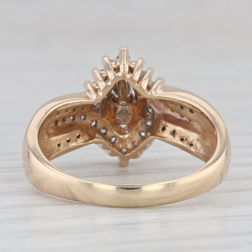 Light Gray 0.44ctw Diamond Cluster Engagement Ring 14k Yellow Gold Size 9.75 Bypass