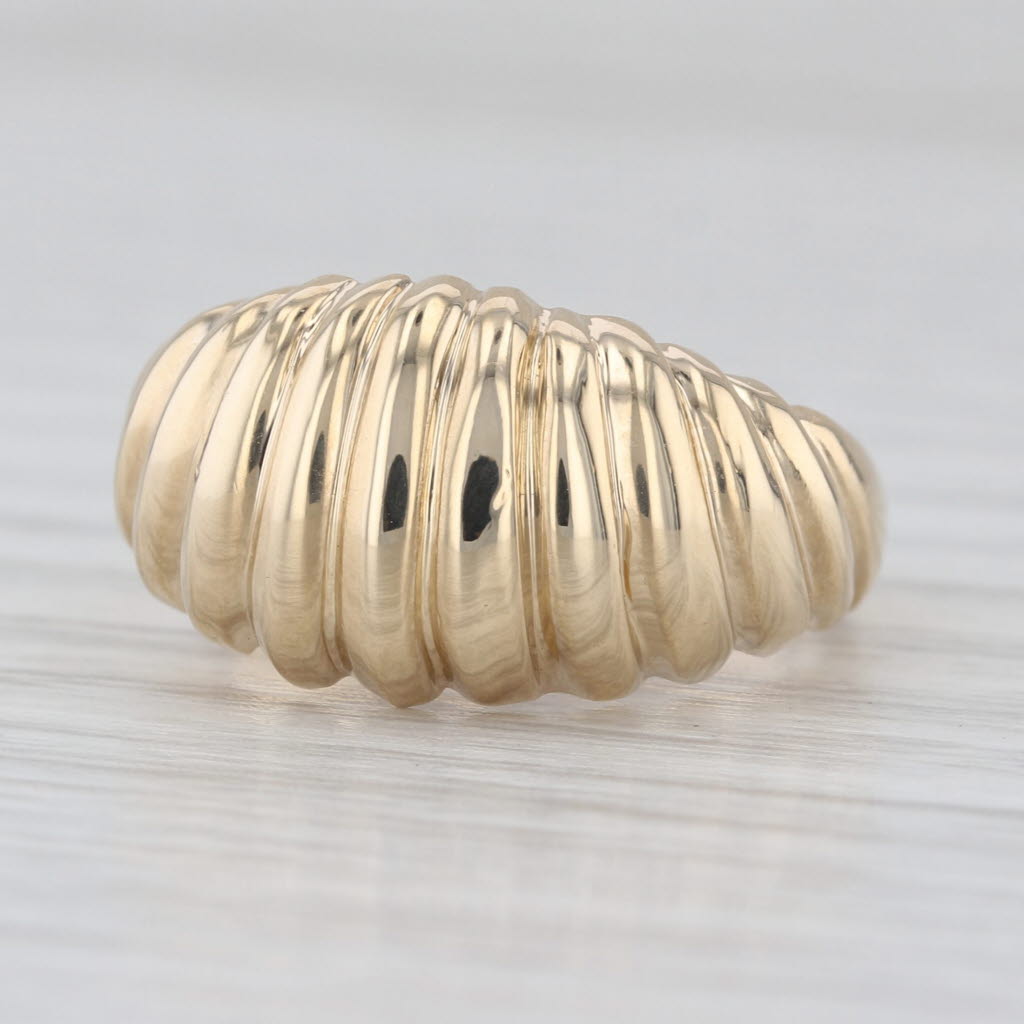 Domed Beveled Croissant Ring 14k Yellow Gold Size 6.25