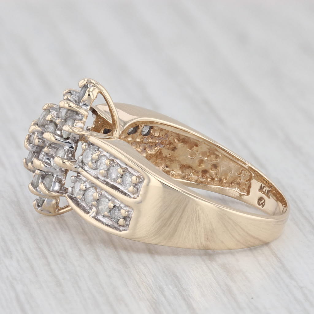 Light Gray 0.80ctw Diamond Cluster Ring 10k Yellow Gold Size 7.25