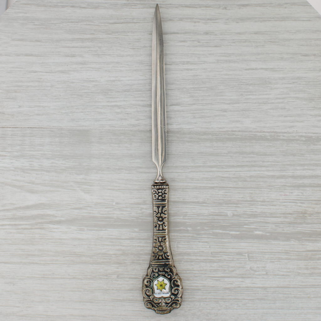 Gray Vintage Bethlehem Letter Opener 800 Silver Stainless Steel Enamel