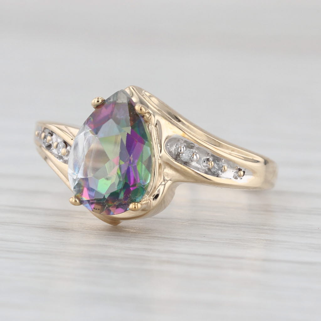 2.07ctw Mystic Topaz Diamond Ring 10k Yellow Gold Size 7.25 Bypass