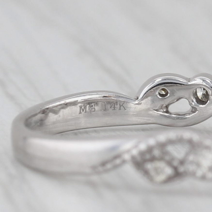 Gray Diamond Star Engagement Ring 14k White Gold Size 7 Cathedral Band
