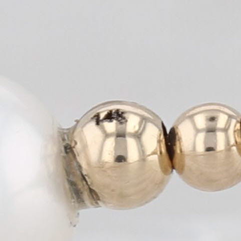 Cultured Pearl Bead Cuff Bracelet 14k Yellow Gold 6.5" 2mm