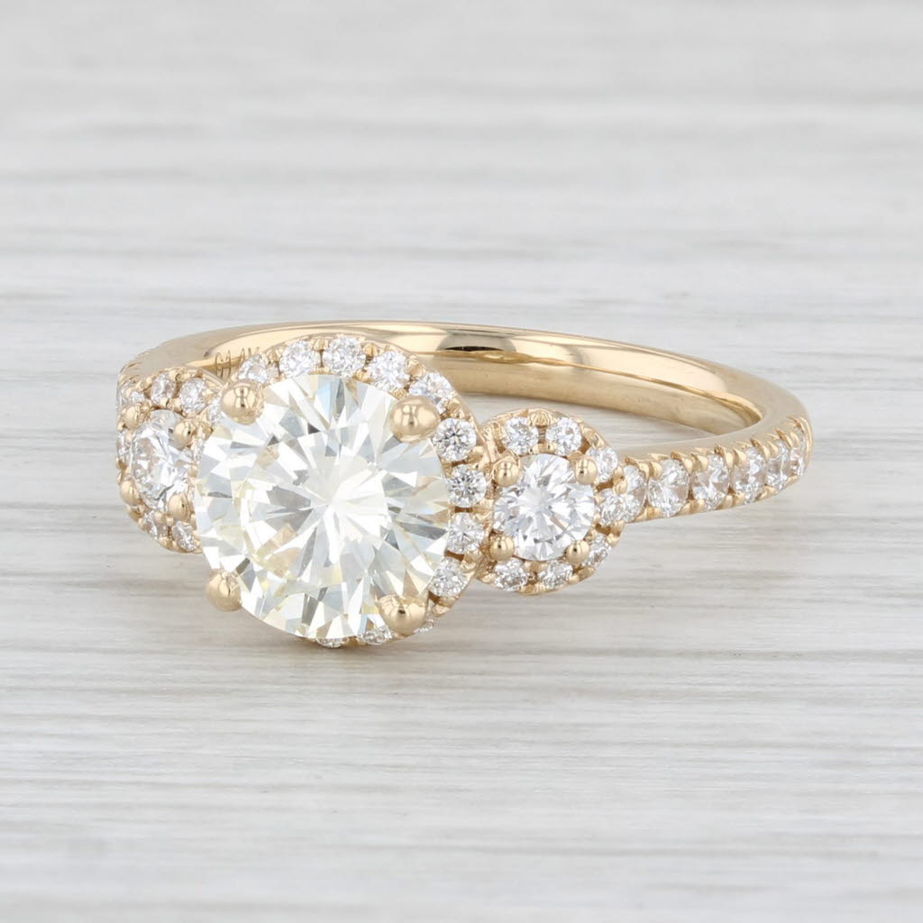 Light Gray New 2.19ctw VVS2 Round Diamond Halo Engagement Ring 14k Gold Size 6.75 GIA
