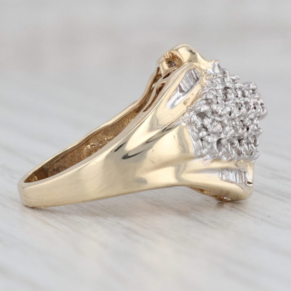 Gray 0.30ctw Diamond Cluster Bypass Ring 14k Yellow Gold Size 5.25