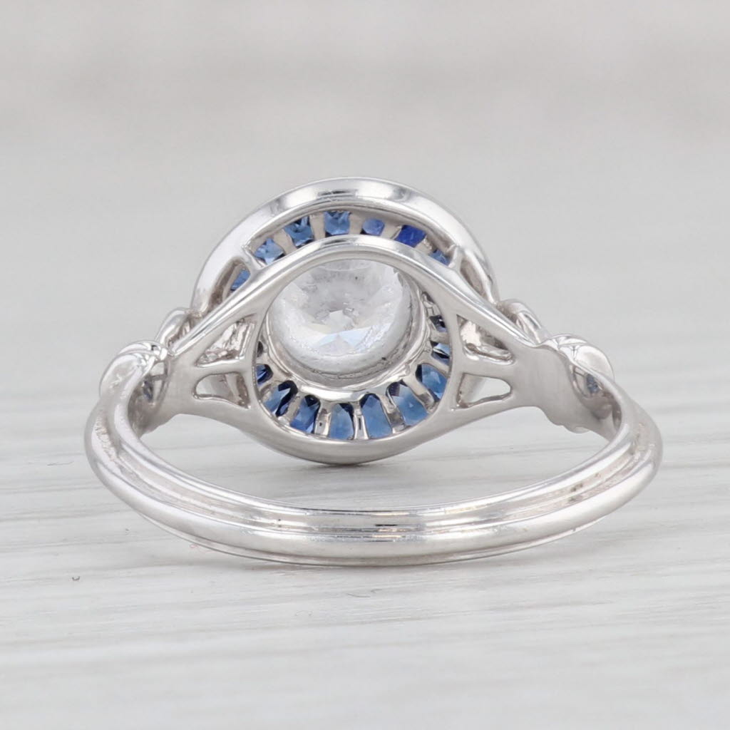 Light Gray New Beverley K Cubic Zirconia Sapphire Halo Ring 10k White Gold Engagement S 6.5