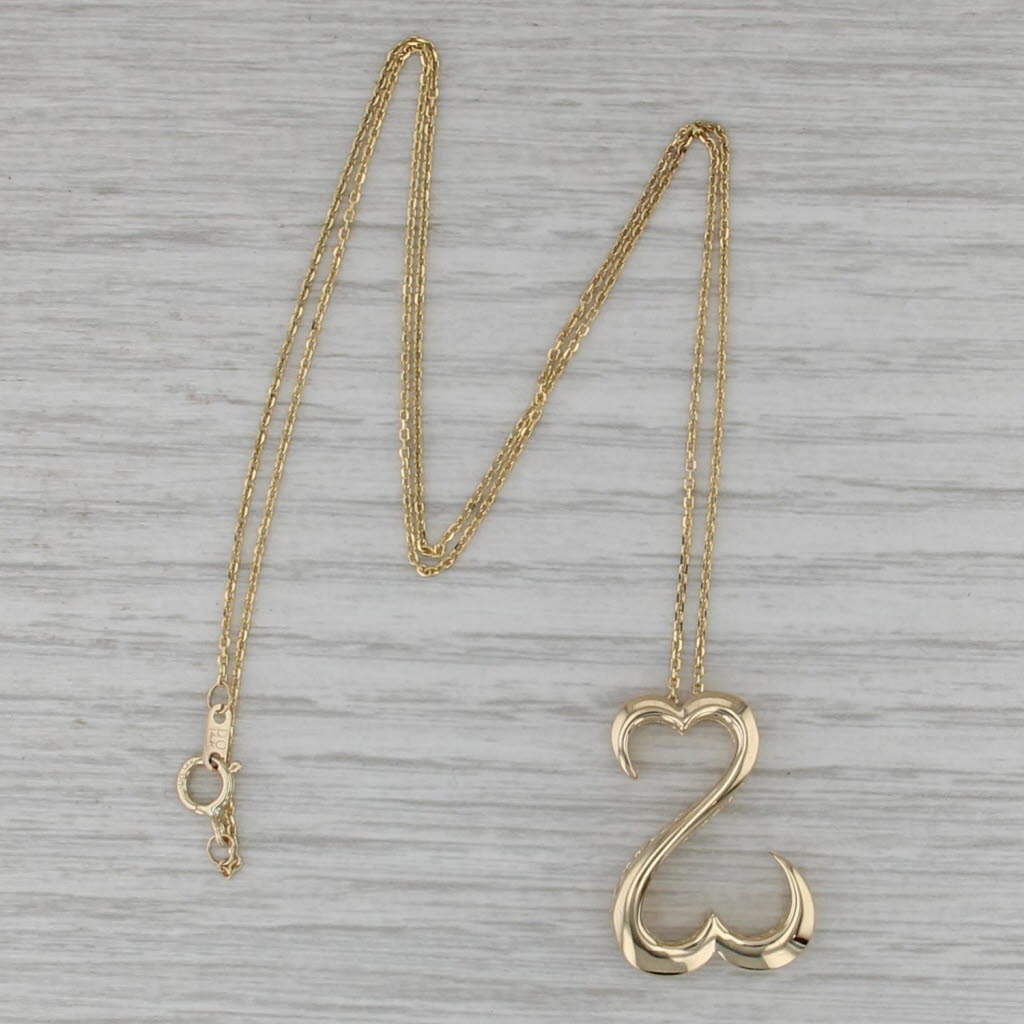 Jane Seymoure Open Hearts Pendant Necklace 14k Yellow Gold 18" Cable Chain